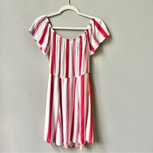 Mimi Chica Dress Women's Medium New NWT White Red Stripes Nautical Coastal Flowy